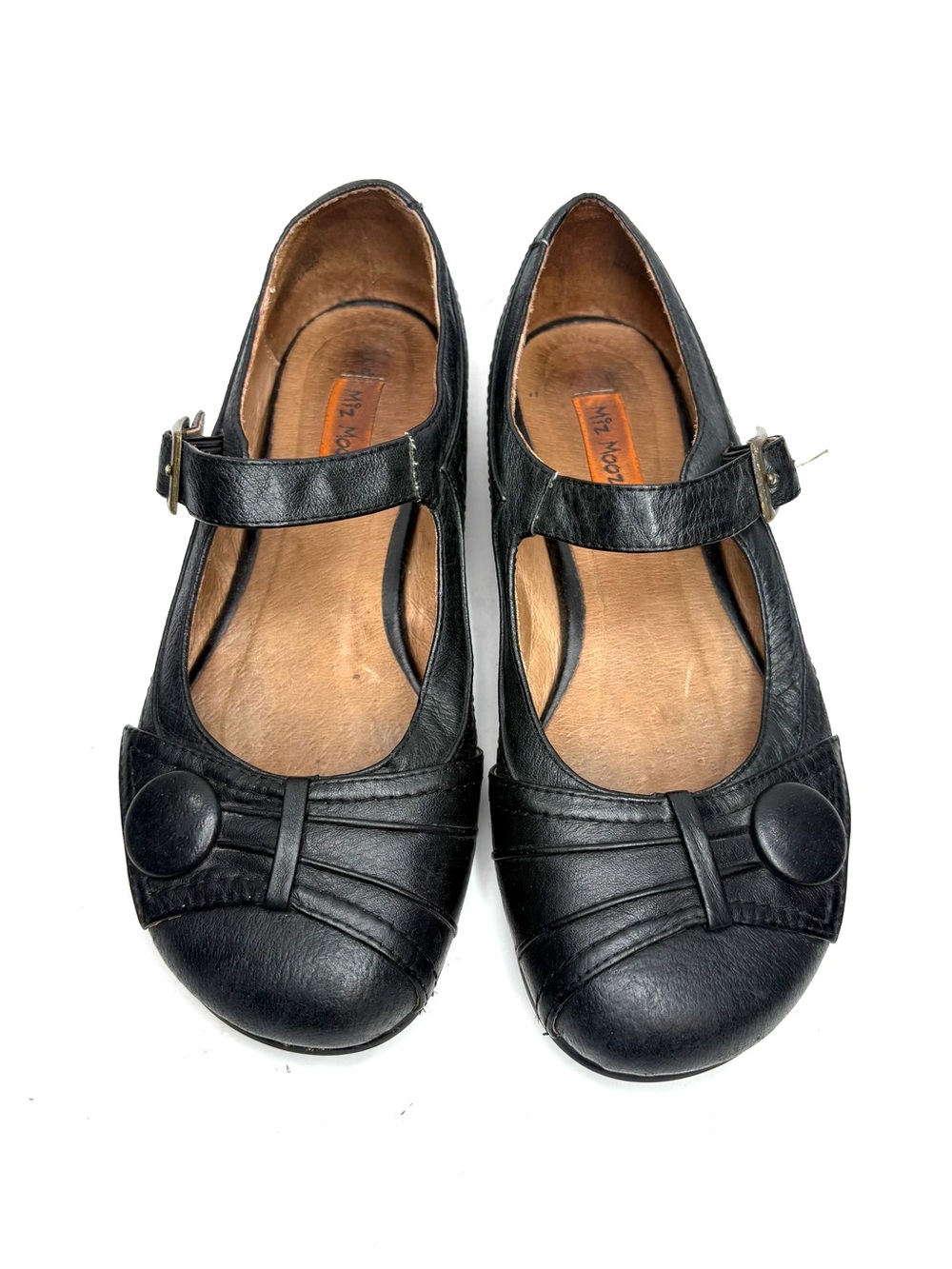 Miz Mooz Black Leather Mary Jane Flats | 6